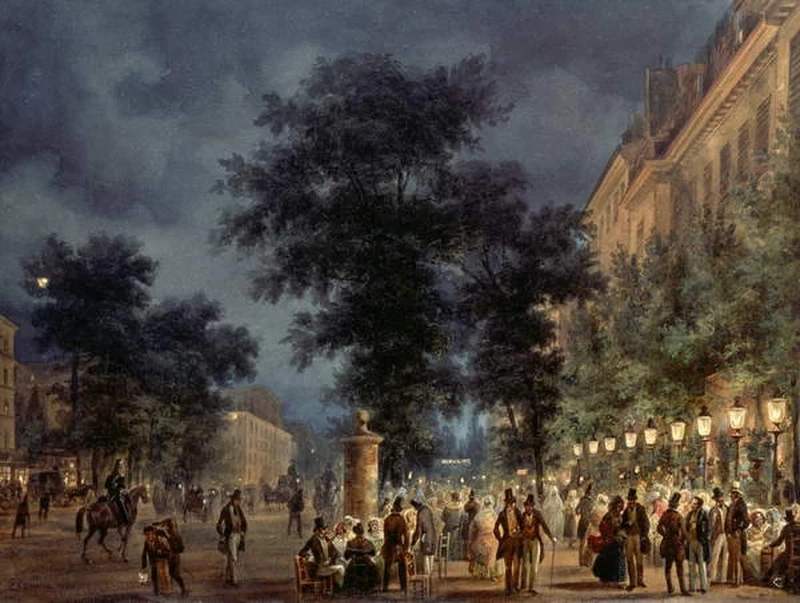 Caffè di Parigi di notte